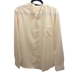 ZEROYAA CREAMY YELLOW DRESS SHIRT • BANDED COLLAR • Sz M • NWT